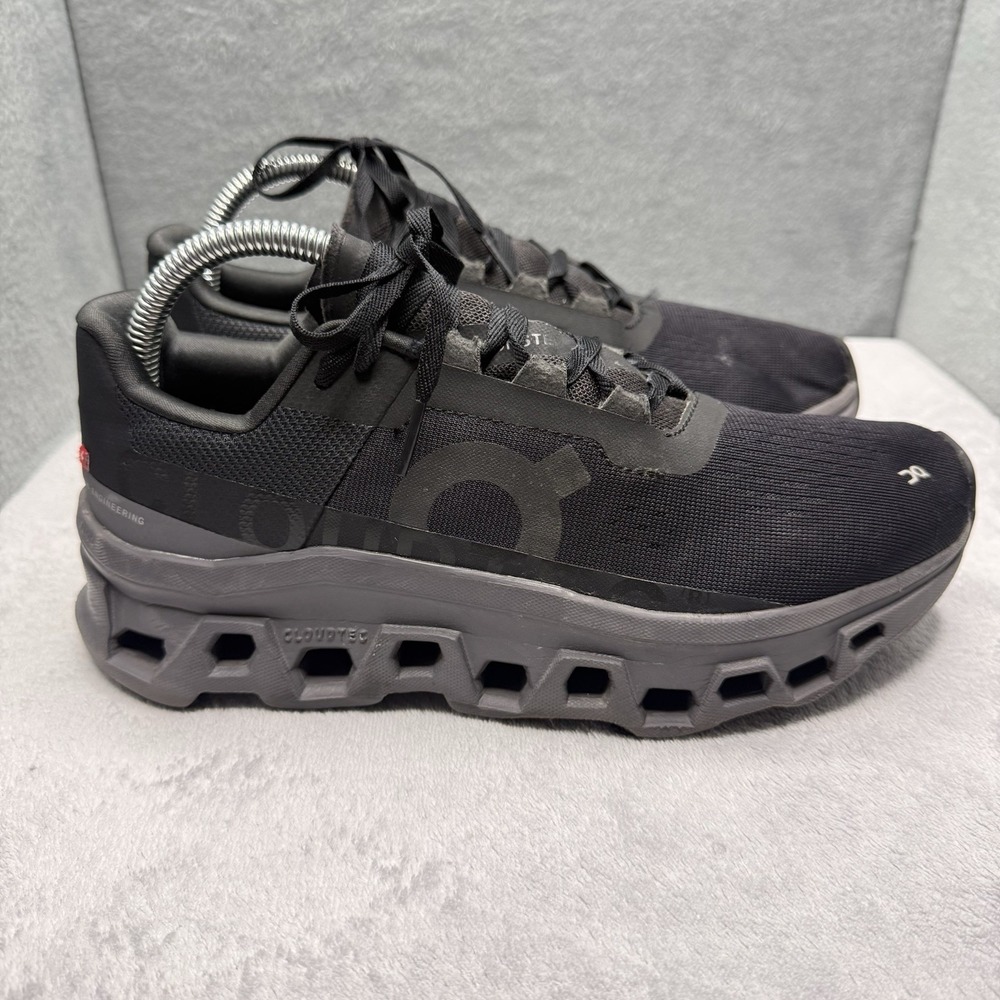 On Cloudmonster Women's 8.5 Black Gray CloudTec Running Shoes Sneakers - Picture 2 of 11